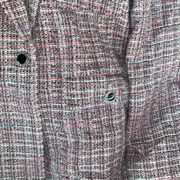 NWT Avec Les Filles Pink/White/Black Plaid Tweed Blazer SZ XL W 4 Pockets - Picture 7 of 11